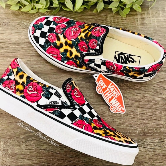 NWT Vans Rose / Animal Checker Slip On - Picture 4 of 8